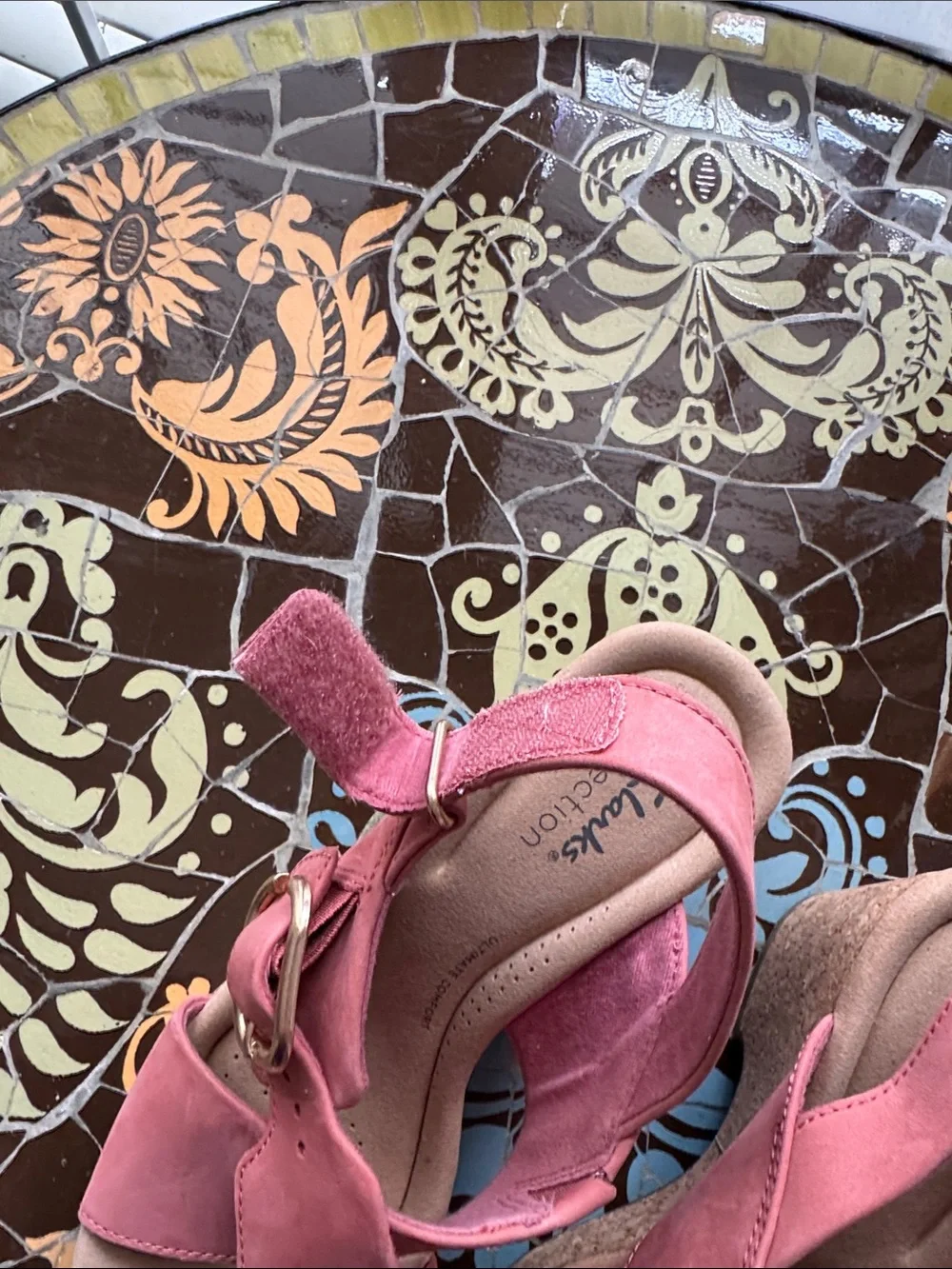 Clarks Women’s Coral Pink Cross-Strap Wedge Sandals